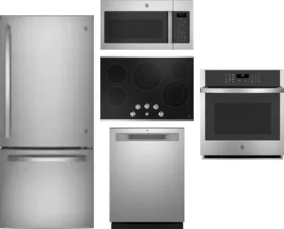 5 Piece Package Includes Refrigerator, Cooktop, Wall Oven, Microwave And Dishwasher