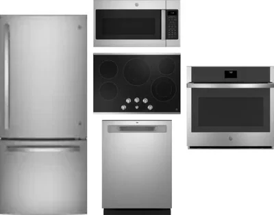 5 Piece Package Includes Refrigerator, Cooktop, Wall Oven, Microwave And Dishwasher