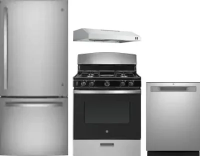 4 Piece Package Includes Refrigerator, Range, Hood And Dishwasher