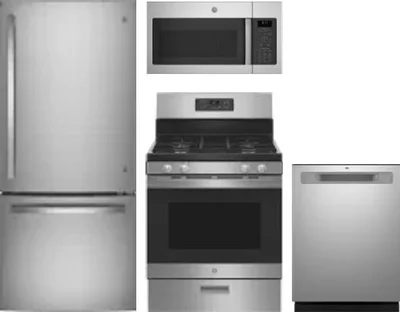 4 Piece Package Includes Refrigerator, Range, Microwave And Dishwasher
