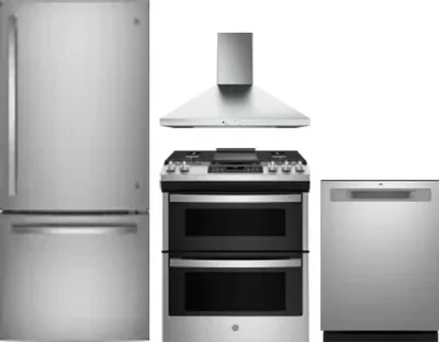 4 Piece Package Includes Refrigerator, Range, Hood And Dishwasher
