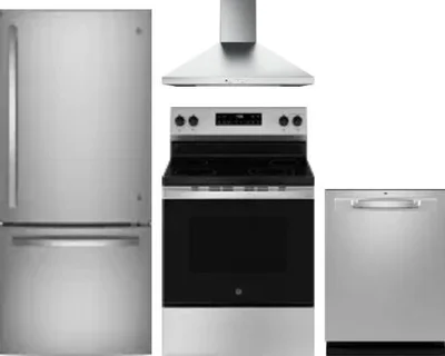 4 Piece Package Includes Refrigerator, Range, Hood And Dishwasher