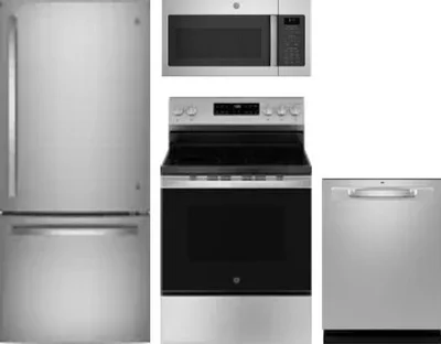 4 Piece Package Includes Refrigerator, Range, Microwave And Dishwasher