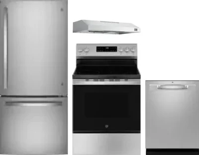 4 Piece Package Includes Refrigerator, Range, Hood And Dishwasher