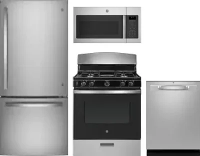 4 Piece Package Includes Refrigerator, Range, Microwave And Dishwasher