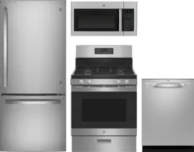 4 Piece Package Includes Refrigerator, Range, Microwave And Dishwasher