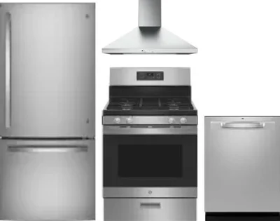 4 Piece Package Includes Refrigerator, Range, Hood And Dishwasher