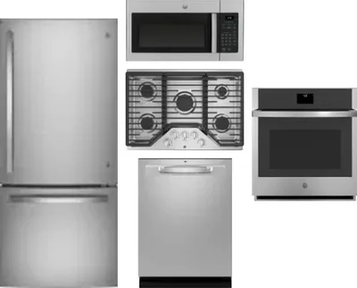 5 Piece Package Includes Refrigerator, Cooktop, Wall Oven, Microwave And Dishwasher