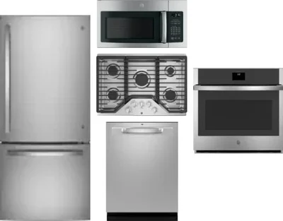 5 Piece Package Includes Refrigerator, Cooktop, Wall Oven, Microwave And Dishwasher