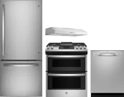 4 Piece Package Includes Refrigerator, Range, Hood And Dishwasher