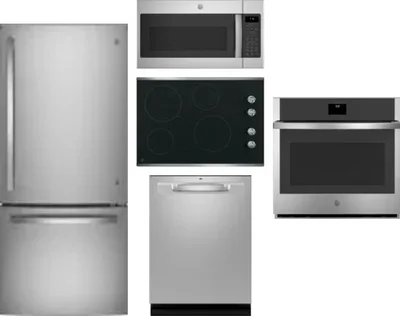 5 Piece Package Includes Refrigerator, Cooktop, Wall Oven, Microwave And Dishwasher