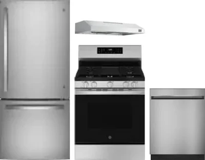4 Piece Package Includes Refrigerator, Range, Hood And Dishwasher