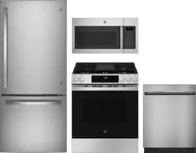 4 Piece Package Includes Refrigerator, Range, Microwave And Dishwasher