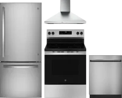 4 Piece Package Includes Refrigerator, Range, Hood And Dishwasher