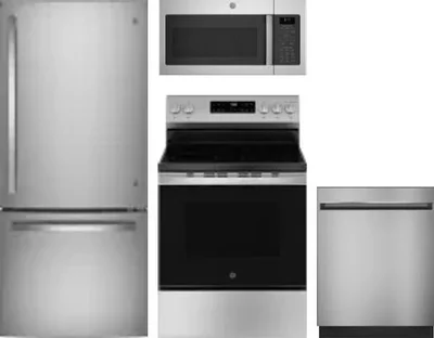 4 Piece Package Includes Refrigerator, Range, Microwave And Dishwasher