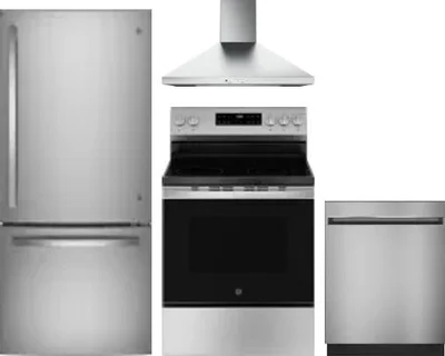 4 Piece Package Includes Refrigerator, Range, Hood And Dishwasher