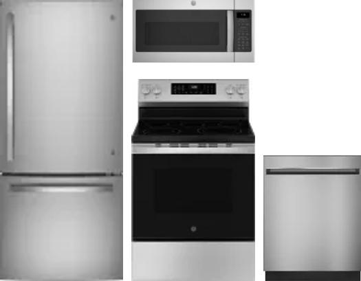 4 Piece Package Includes Refrigerator, Range, Microwave And Dishwasher