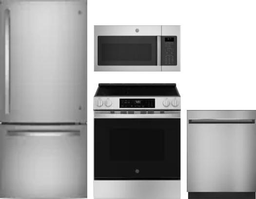4 Piece Package Includes Refrigerator, Range, Microwave And Dishwasher