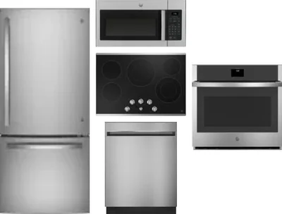5 Piece Package Includes Refrigerator, Cooktop, Wall Oven, Microwave And Dishwasher