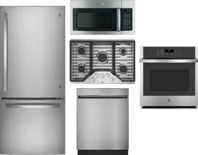 5 Piece Package Includes Refrigerator, Cooktop, Wall Oven, Microwave And Dishwasher