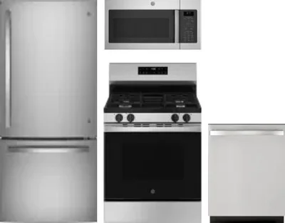 4 Piece Package Includes Refrigerator, Range, Microwave And Dishwasher