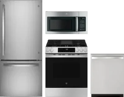 4 Piece Package Includes Refrigerator, Range, Microwave And Dishwasher