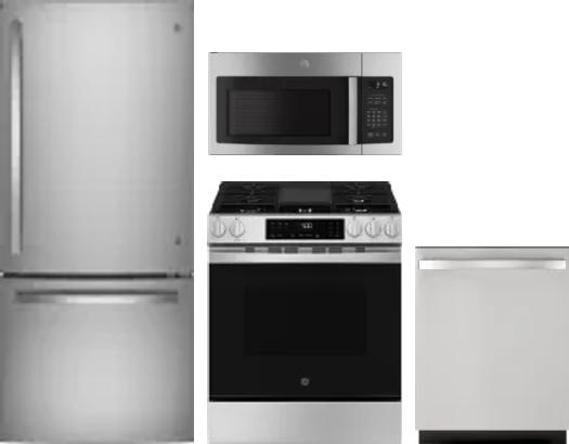 4 Piece Package Includes Refrigerator, Range, Microwave And Dishwasher