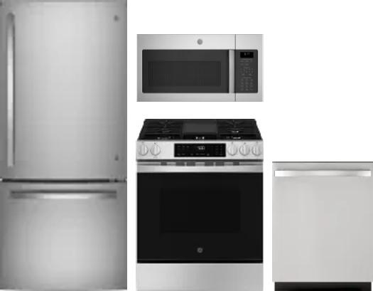 4 Piece Package Includes Refrigerator, Range, Microwave And Dishwasher