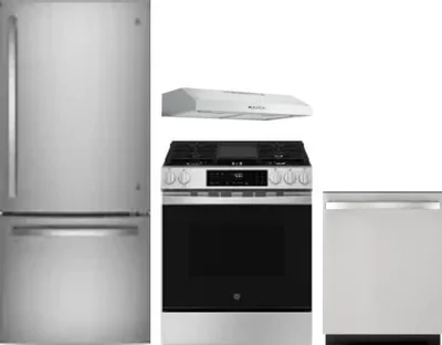 4 Piece Package Includes Refrigerator, Range, Hood And Dishwasher