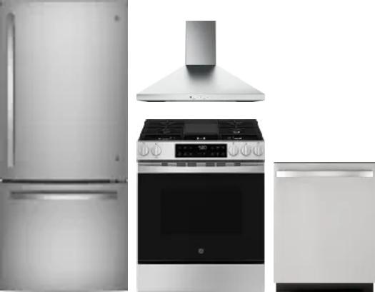 4 Piece Package Includes Refrigerator, Range, Hood And Dishwasher
