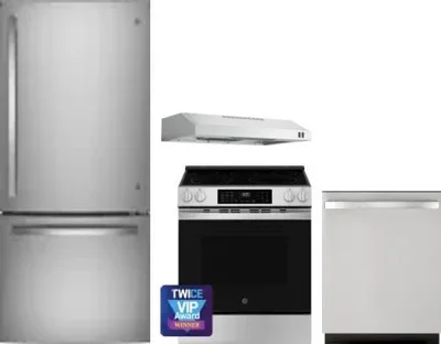 4 Piece Package Includes Refrigerator, Range, Hood And Dishwasher