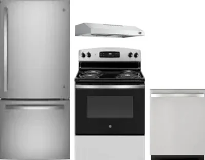 4 Piece Package Includes Refrigerator, Range, Hood And Dishwasher