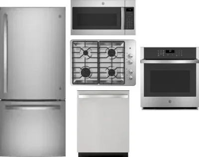 5 Piece Package Includes Refrigerator, Cooktop, Wall Oven, Microwave And Dishwasher