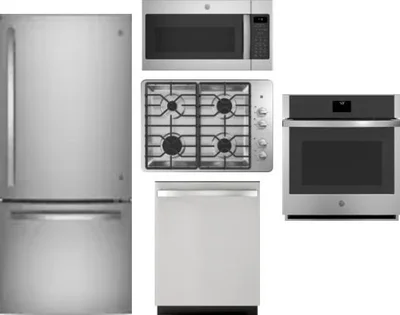 5 Piece Package Includes Refrigerator, Cooktop, Wall Oven, Microwave And Dishwasher
