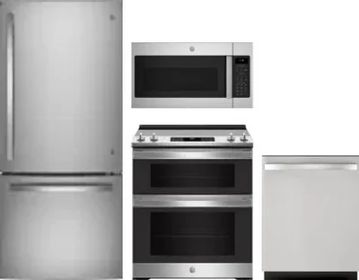 4 Piece Package Includes Refrigerator, Range, Microwave And Dishwasher