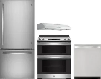 4 Piece Package Includes Refrigerator, Range, Hood And Dishwasher