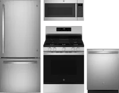 4 Piece Package Includes Refrigerator, Range, Microwave And Dishwasher