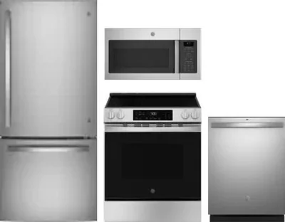 4 Piece Package Includes Refrigerator, Range, Microwave And Dishwasher