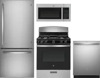4 Piece Package Includes Refrigerator, Range, Microwave And Dishwasher