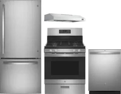 4 Piece Package Includes Refrigerator, Range, Hood And Dishwasher