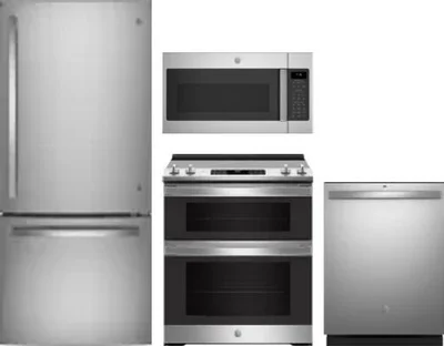 4 Piece Package Includes Refrigerator, Range, Microwave And Dishwasher
