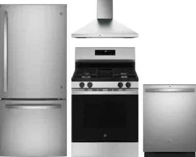 4 Piece Package Includes Refrigerator, Range, Hood And Dishwasher
