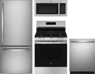 4 Piece Package Includes Refrigerator, Range, Microwave And Dishwasher