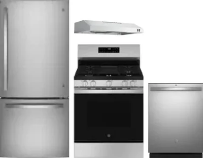 4 Piece Package Includes Refrigerator, Range, Hood And Dishwasher