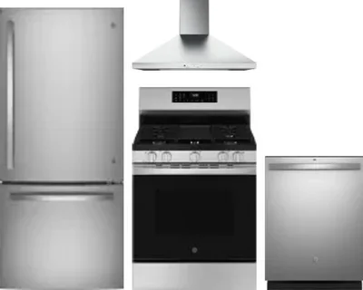 4 Piece Package Includes Refrigerator, Range, Hood And Dishwasher