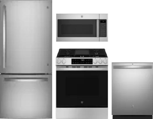 4 Piece Package Includes Refrigerator, Range, Microwave And Dishwasher
