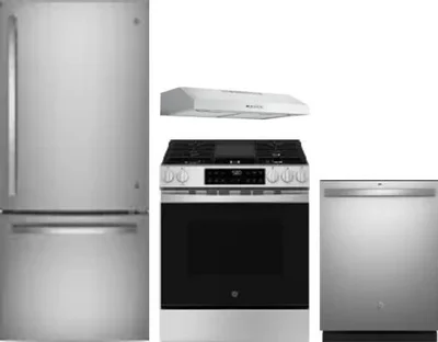 4 Piece Package Includes Refrigerator, Range, Hood And Dishwasher