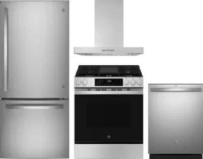 4 Piece Package Includes Refrigerator, Range, Hood And Dishwasher