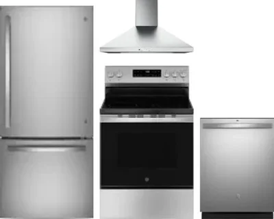 4 Piece Package Includes Refrigerator, Range, Hood And Dishwasher