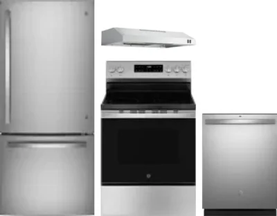 4 Piece Package Includes Refrigerator, Range, Hood And Dishwasher